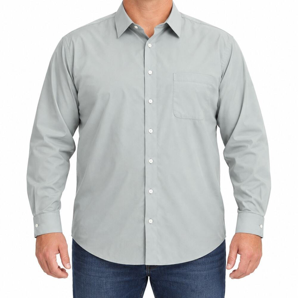Murano Dress Shirt Mens 17.5 34/35 Green Solid Stretch Regular Fit Long Sleeve